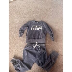 Olive + Scout Junior Varsity Toddler Sweatshirt and Joggers Set Blue Gray 3T
